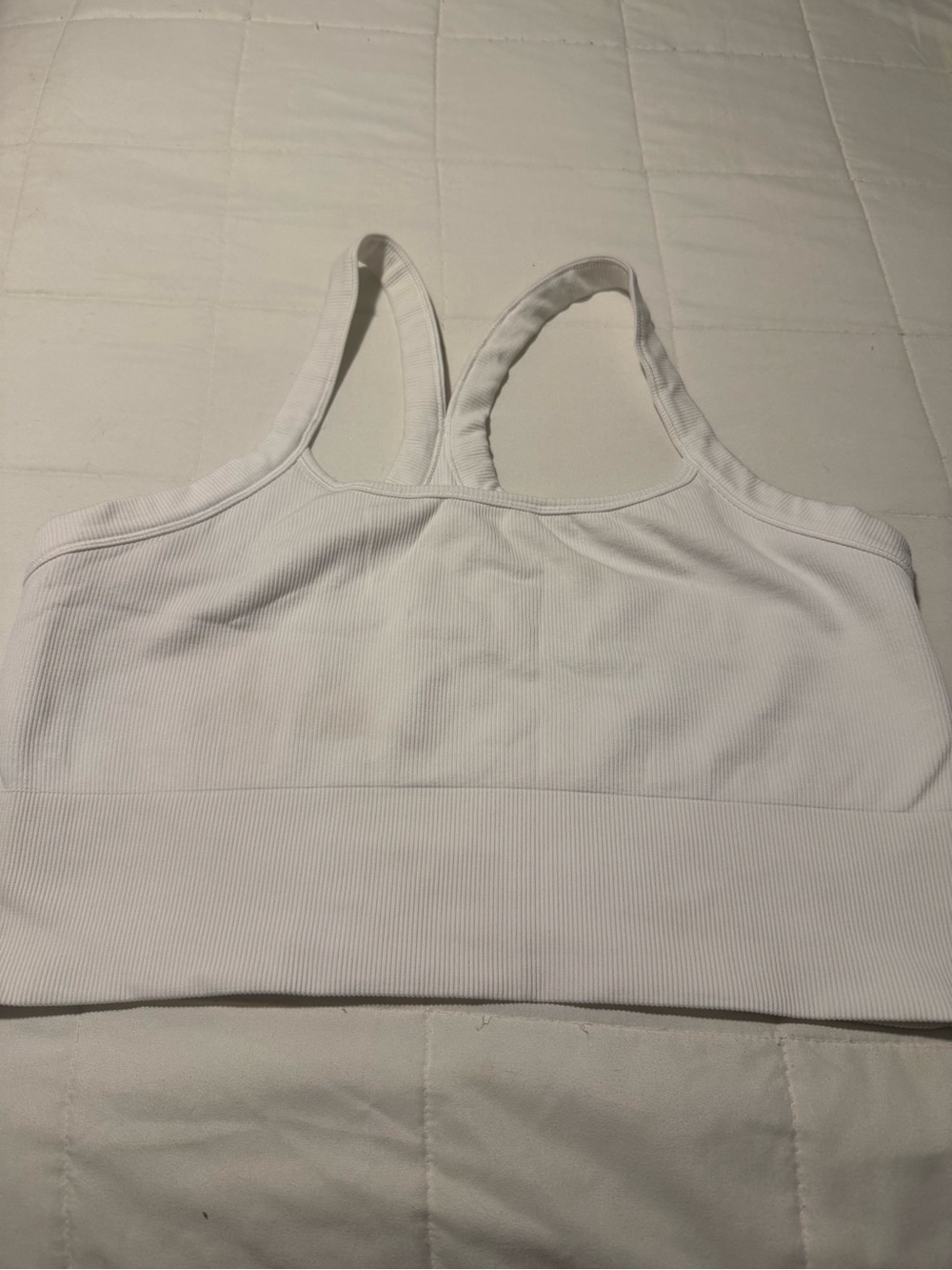 Athleta White Ribbed Sports Bra